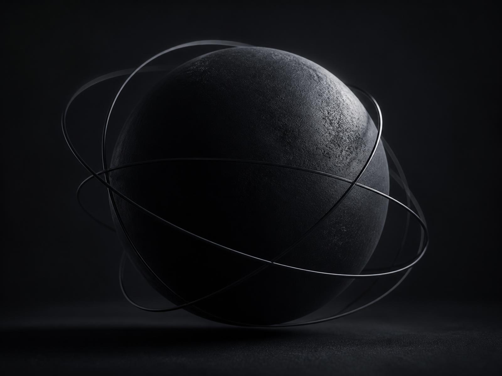 Dark sphere with orbiting rings
